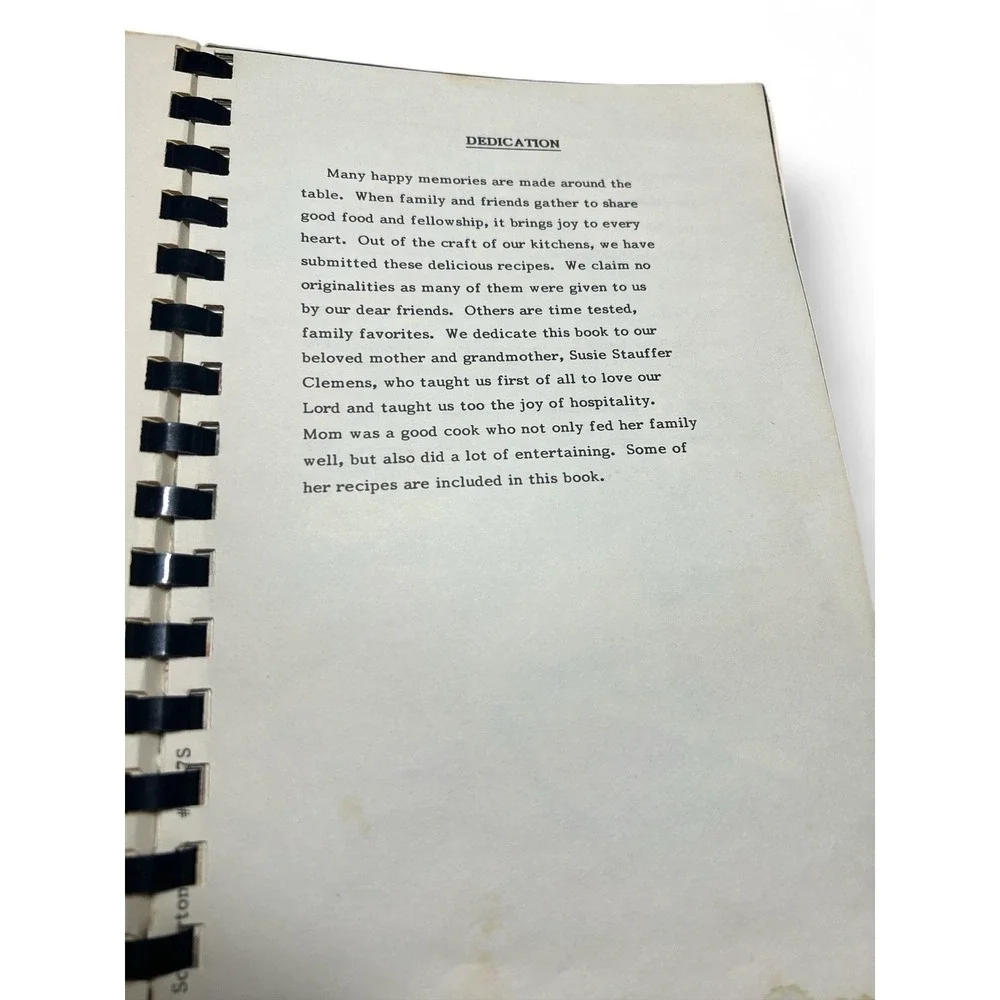 Susie's Cook Book 1970s PA Dutch Family Recipes Clemens Hatfield Packing History